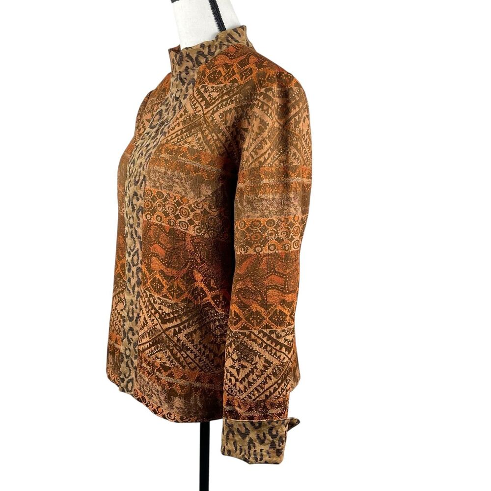 Coldwater Creek Reversible Open Front Jacket PM Medium Petite Animal Print - Picture 9 of 14